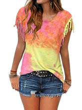 T-Shirt mit Batikmuster und Fransen